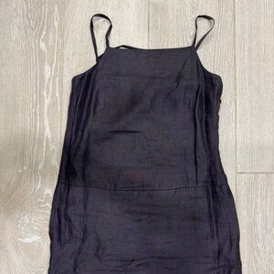 Minimalist Black Linen Slip Dress – Caractère – Made in Italy – Size M-L